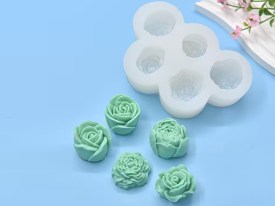 Molde silicona 5 flores surtidas 3D